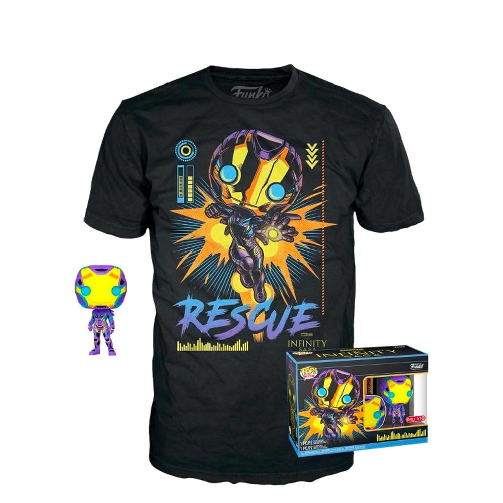 Funko Marvel Infinity Saga Black Light Rescue Armor Pop Tee Target Exclusive M